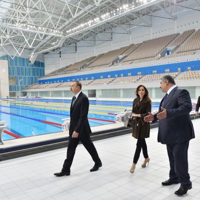 swimmingpool aquatic center baku, azerbajian, president, european games, movable floor, first wife baku