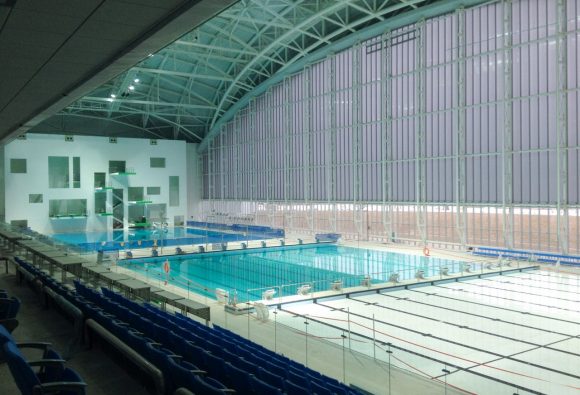 aquatics centre gwangju, Schwimmbecken Gwangju, Aquatics Center Gwangjul, hubboden, Aquatics center Gwangju, zuid korea, south-korea